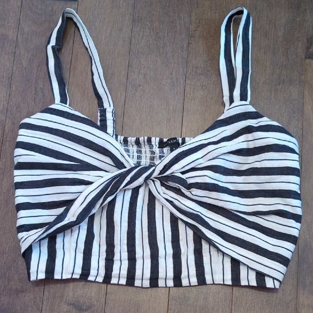 Dynamite Black and White Striped Crop Top